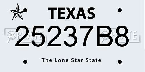 25237B8 Texas License Plate