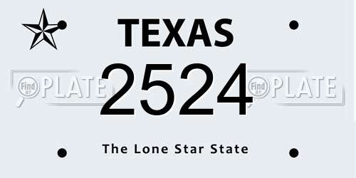 2524 Texas License Plate