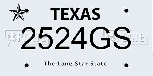 2524GS Texas License Plate