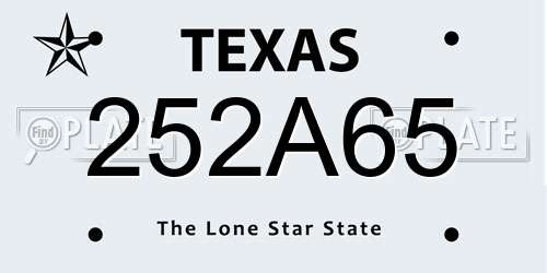 252A65 Texas License Plate