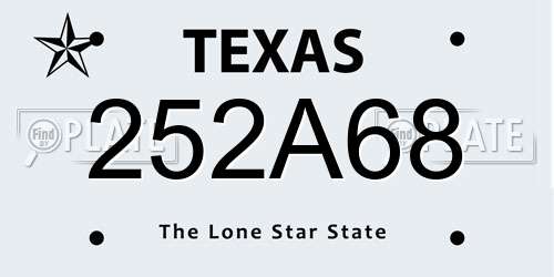 252A68 Texas License Plate