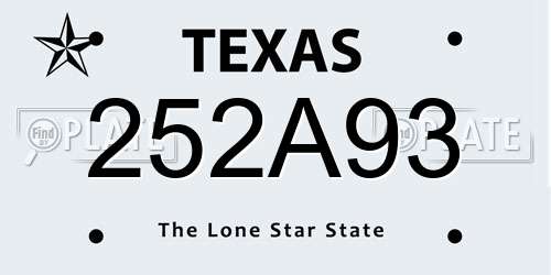 252A93 Texas License Plate