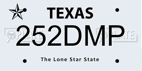 252DMP Texas License Plate