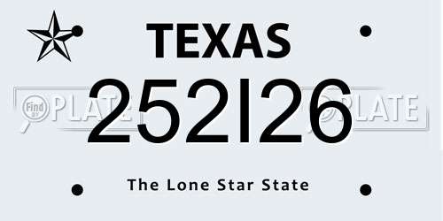 252I26 Texas License Plate