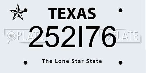 252I76 Texas License Plate