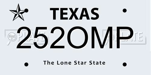 252OMP Texas License Plate