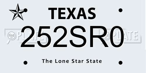 252SR0 Texas License Plate