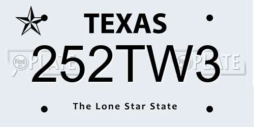 252TW3 Texas License Plate