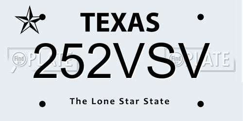 252VSV Texas License Plate
