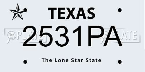 2531PA Texas License Plate