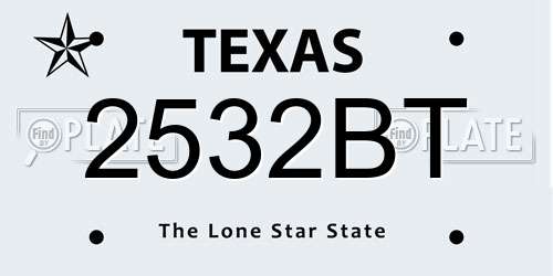 2532BT Texas License Plate