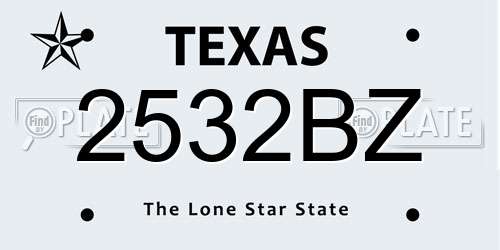 2532BZ Texas License Plate