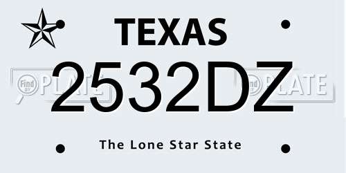 2532DZ Texas License Plate