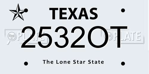 2532OT Texas License Plate