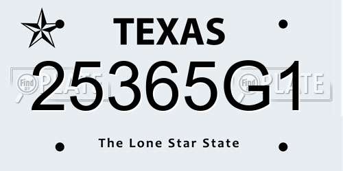 25365G1 Texas License Plate