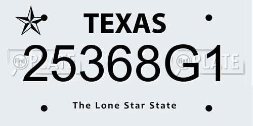 25368G1 Texas License Plate