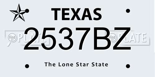 2537BZ Texas License Plate