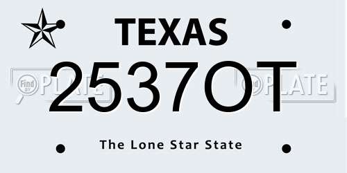 2537OT Texas License Plate
