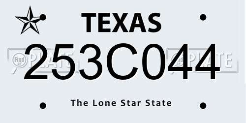 253C044 Texas License Plate