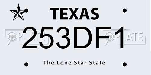 253DF1 Texas License Plate