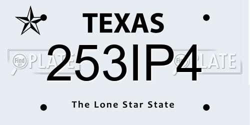 253IP4 Texas License Plate