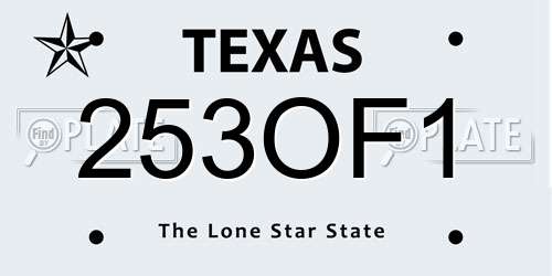 253OF1 Texas License Plate