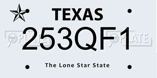 253QF1 Texas License Plate