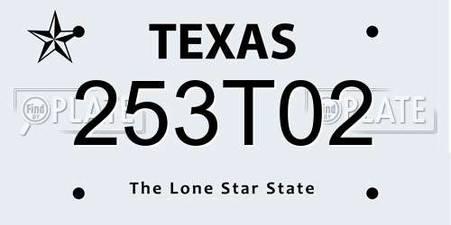 253T02 Texas License Plate