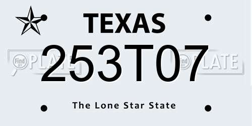 253T07 Texas License Plate