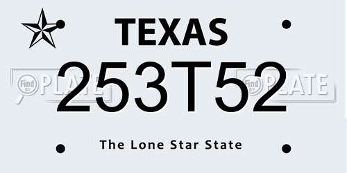 253T52 Texas License Plate