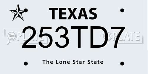 253TD7 Texas License Plate