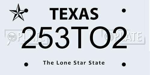 253TO2 Texas License Plate