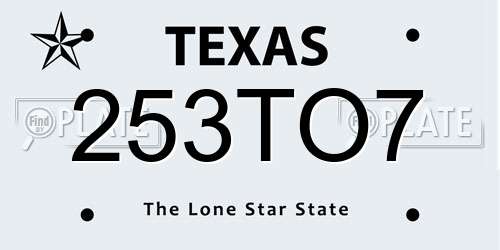 253TO7 Texas License Plate