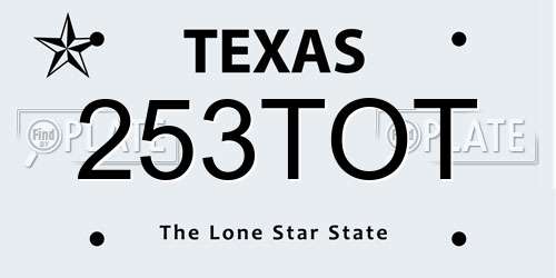 253TOT Texas License Plate