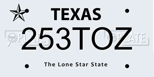 253TOZ Texas License Plate
