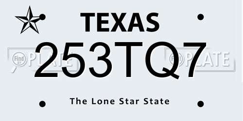 253TQ7 Texas License Plate