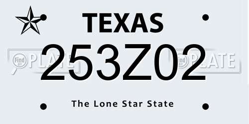 253Z02 Texas License Plate