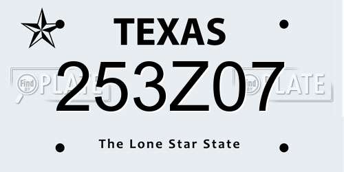 253Z07 Texas License Plate