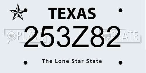 253Z82 Texas License Plate