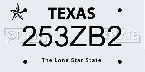 253ZB2 Texas License Plate