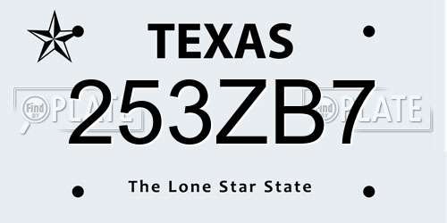 253ZB7 Texas License Plate