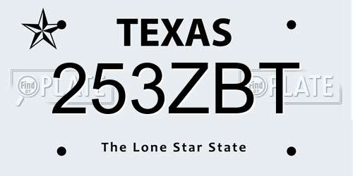 253ZBT Texas License Plate