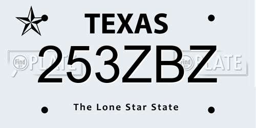 253ZBZ Texas License Plate