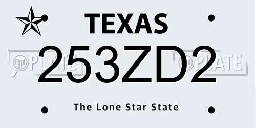253ZD2 Texas License Plate