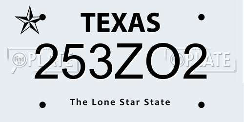 253ZO2 Texas License Plate