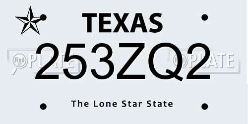 253ZQ2 Texas License Plate