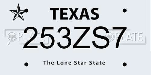 253ZS7 Texas License Plate