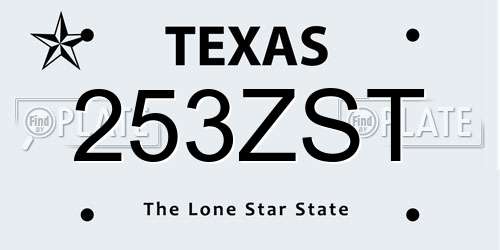 253ZST Texas License Plate