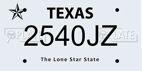 2540JZ Texas License Plate
