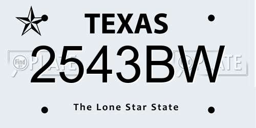 2543BW Texas License Plate